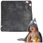 Serviette de bain � capuche pour b�b�s motif �l�phant gris 90cm