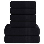 Vidaxl ensemble de serviettes frogn 6 pcs noir 360 g / m� - 4 essuie - mains + 2 draps de bain