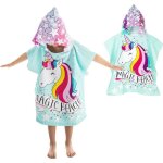 Serviette de bain enfant - aqsacokiya - licorne 75 x 150 cm - serviette de plage et de piscine poncho ...