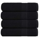 Serviettes de bain - vidaxl - 100% coton - noir - 100x150 cm - lot de 4