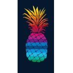 Alpes blanc - serviette de plage xxl ananas multicolore sur fond noir 140x180 cm - coton jacquard confort ...