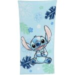 Serviette de plage enfant - jerry fabrics - ohana - lilo & stitch - 70 x 140 cm - 100% coton