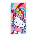 Serviette de plage - hello kitty - 75x150 cm - 100% coton - rose - enfant