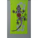 Serviette de plage - non spcifi - salamandre et nnuphars - fluo jaune - sche rapidement - lavable ...