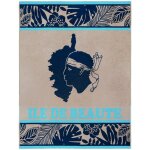 Serviette de plage xl ponge velours jacquard bleu 140x180 400g / m - cap corse