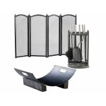 Accessoires de chemine - carlo milano - kit 4 pices - serviteur porte - bches pare - feu - mtal bois ...