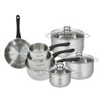 Set de 1 poêle 20 cm 3 casseroles 12 16 20 cm et 3 faitouts 16 20 et 24 cm en inox fackelmann geneva Set de 1 poêle 20 cm 3 casseroles 12 16 20 cm et 3 faitouts 16 20 et 24 cm en inox fackelmann geneva