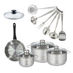 Set de 1 poêle 20 cm inox couvercle verre 3 faitouts inox 16 20 et 24 cm et 6 ustensiles inox fackelmann ... Set de 1 poêle 20 cm inox couvercle verre 3 faitouts inox 16 20 et 24 cm et 6 ustensiles inox fackelmann ...