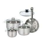 Set 1 po�le 24 cm en inox et 1 couvercle verre 3 faitouts inox 16 20 et 24 cm fackelmann eterna
