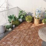 Set de 10 dalles en bois alliste bois dacacia 12 lattes 09 m² naturel Set de 10 dalles en bois alliste bois dacacia 12 lattes 09 m² naturel