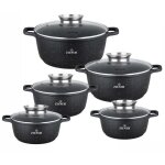 Set de 10 pots en marbre avec couvercle en verre set de casseroles en marbre zilner zl - 8522