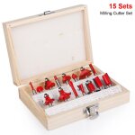 Set de 15 fraises  dfoncer 635 mm (1 / 4) ? embouts en carbure yg8 pour dfonceuse bois ? coupe propre ...