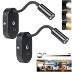 Set de 2 applique murale led liseuse de chevet avec interrupteur dimmable 3w lampe à col de cygne avec ... Set de 2 applique murale led liseuse de chevet avec interrupteur dimmable 3w lampe à col de cygne avec ...