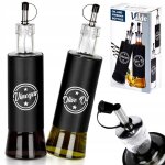 Bouteilles � huile et vinaigre - vilde - 300ml verre noir - distributeur pr�cis lot de 2