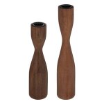 Bougeoirs - atmosphera - set de 2 - bois de manguier - fer - h20 / 25cm marron Bougeoirs - atmosphera - set de 2 - bois de manguier - fer - h20 / 25cm marron