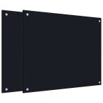Rduction - (set de 2) dosseretd de cuisine - crdence de cuisine / fond de hotte noir 70x60 cm verre ...