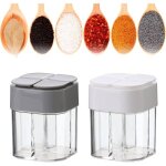 Set de 2 contenants �pices 4 - fonctions. design moderne blanc / gris parfait pour organiser et saupoudrer ...
