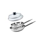Set de 2 poêles 20 et 24 cm en inox et 2 couvercles en verre fackelmann eterna Set de 2 poêles 20 et 24 cm en inox et 2 couvercles en verre fackelmann eterna