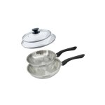 Set 2 po�les 20 et 24 cm en inox et couvercles verres fackelmann geneva
