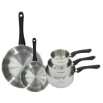 Set 2 poles 20 et 28 cm et 3 casseroles 12 16 et 20 cm en inox fackelmann geneva