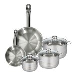 Set 2 po�les 24 28 cm en inox 3 faitouts inox 16 20 et 24 cm fackelmann eterna