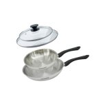 Set 2 po�les 24 et 28 cm en inox et couvercles verre fackelmann geneva