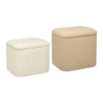 Set de 2 poufs dani en bouclette l375 / 415cm - beige - atmosphera createur dinterieur