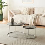 Set de 2 tables basses christchurch rondes gigognes noir chrome Set de 2 tables basses christchurch rondes gigognes noir chrome