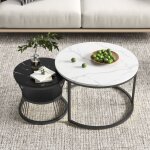 Set de 2 tables basses gigogne noire et blanche - table ronde - table de salon design moderne et pratique ...