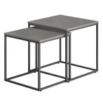 Set de 2 tables basses gigognes - style industriel et rustique béton gris foncé et métal noir 50 x 50 ... Set de 2 tables basses gigognes - style industriel et rustique béton gris foncé et métal noir 50 x 50 ...