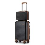 Set de 2 valises de voyage 55x38x19. 5cm rigide bagage cabine l�gere � 4 roulettes avec serrure tsa et ...