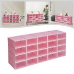 Set de 20 bo�tes � chaussures (rose) - 20 bo�tes � chaussures � clapet - meuble a chaussures en plastique ...