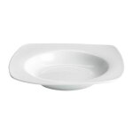 Set de 24 assiettes creuses carr�es line plat de presentation � soupe p�tes desserts en porcelaine blanche ...