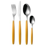 Set de 24 couverts - guzzini - my fusion - acier 18 / 10 - jaune - lavable au lave - vaisselle