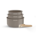 Set de 3 casseroles - tous feux dont induction - arthur martin - am1122 - cramique -  16 - 18 - 20 ...