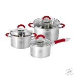 Set de 3 casseroles avec passoire intgre - sauce pan induction