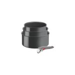 Set de 3 casseroles tefal ingenio renew poigne amovible l2609402 gris hippo iron