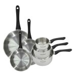 Set 3 poles 20 24 et 28 cm et 3 casseroles 12 16 et 20 cm en inox fackelmann geneva