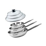 Set de 3 poles 20 24 et 28 cm en inox et 3 couvercles en verre fackelmann eterna