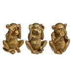 Set de 3 statuettes singes sagesse dor h17cm - atmosphera createur dinterieur