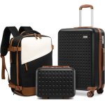 Kono set de 3 valises cabine 55x38x24cm valise de voyage avec vanity case 4 roulettes et serrure tsa ...
