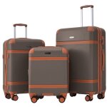 Set de 3 valise rigide valise de voyage bagage � main 4 roues mat�riau abs serrure douani�re tsa marron ...