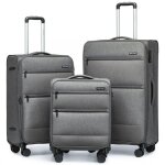 British traveller set de 3 valise souple extensible valise soute (50 / 70 / 80cm) valise � 4 roulettes ...