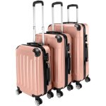 Set de 3 valise trolley portable 3 en 1 en abs 20 / 24 / 28 or rose