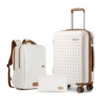 Kono set de 3 valises de voyage 55x38x24cm lgre rigide trolley avec 4 roulettes et serrure tsa + sac ...