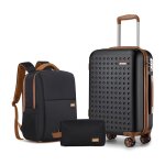 Kono set de 3 valises de voyage 55x38x24cm lgre rigide trolley avec 4 roulettes et serrure tsa + sac ...