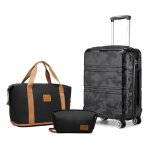 Set de 3 valises de voyage rigide bagage cabine 51. 5x40x22cm + pliable sac de voyage pour sport avec ...