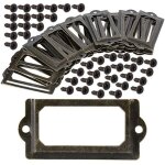 Set de 30 porte - �tiquettes en m�tal avec vis 70x33mm cabinet tiroir tag vintage bronze lable titulaire ...