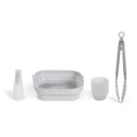 Set de 4 accessoires pour friteuse sans huile - livoo - men428 - 1 moule 2 en 1 pliable - 1 set de 12 ...