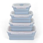 Set de 4 botes de conservation alimentaires pliables botes en silicone avec couvercles adaptes micro ...